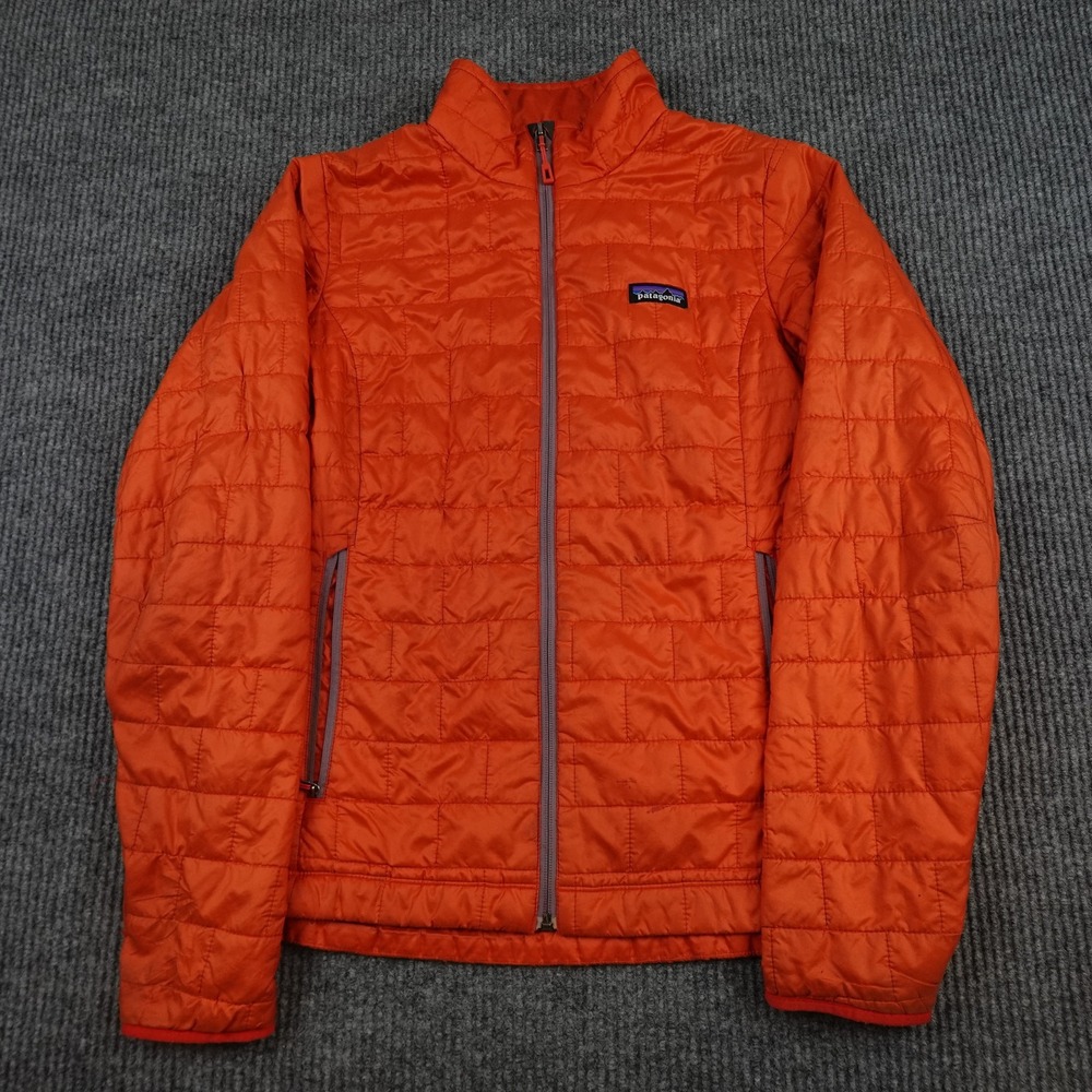 Patagonia Nano Puff Jacket Womens Medium Orange Quilted Insulated Full Zip 84216